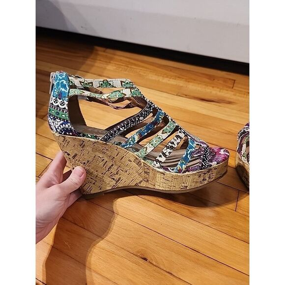 Vintage Mudd Wedge Platform Sandals Boho Hippie Y2K 90s Womens Size 9 - Picture 5 of 8